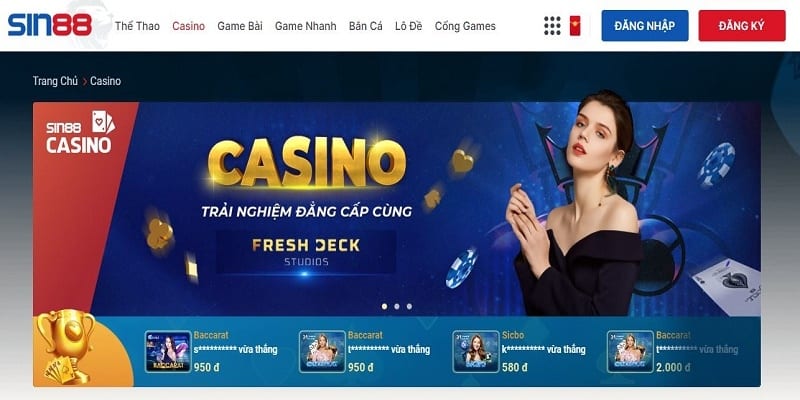 Sảnh casino online uy tín bậc nhất tại nhà cái SIN88